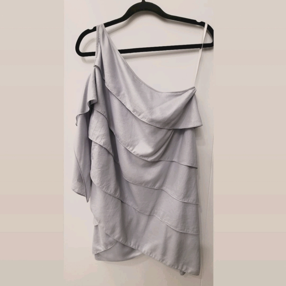 BCBGMAXAZRIA Tiered One-shoulder Ruffled Dress NWT